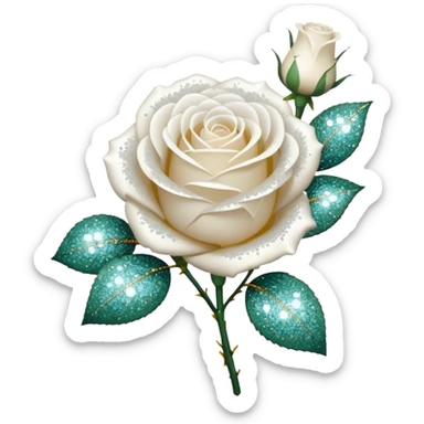 Glitter White Roses sticker