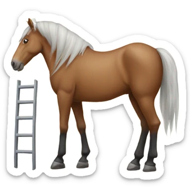 Horse with really long legs and a ladder sticker