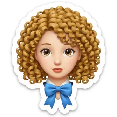 women with neckBow, curley hair style. sticker