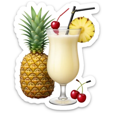 Pina colada cocktail with pineapple and cherry garnishes  sticker