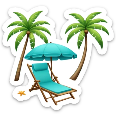Beach paradise with palm trees and lounge chair sticker
