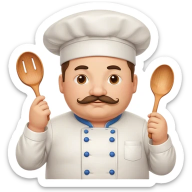 a very chubby chef with mustache sticker