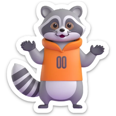 raccoon waving enthusiastically sticker