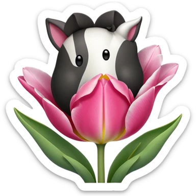 Oveja con un tulipán de color rosa sticker