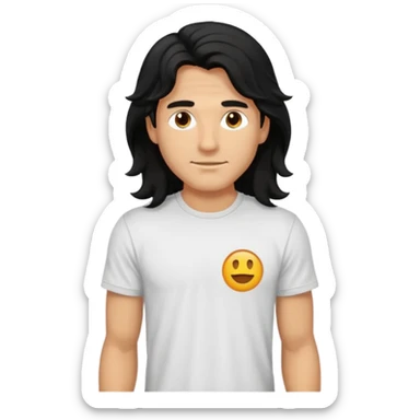 Männlich, lange gewellte schwarze Haare, Hautfarbe stark gebräunt sticker