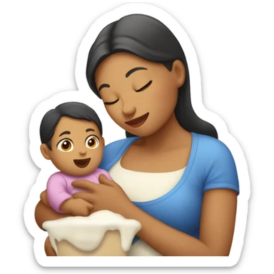 mamá con bebé dando leche sticker
