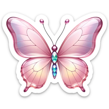 Light pink rainbow glass crystal butterfly sticker