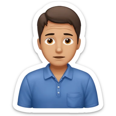 emoji of a man sitting at his workplace, very tired, sweat running down his face sticker