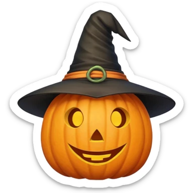 Cute Pumpkin wearing a witch hat sticker