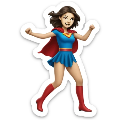 White Female brunette Super hero dancing  sticker