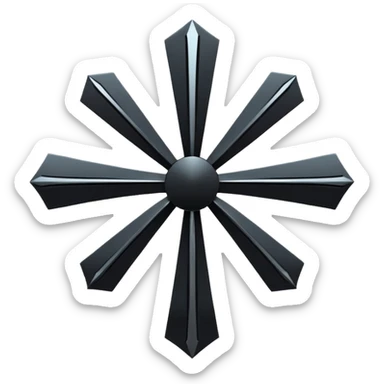 Emoji, dark futuristic cross, symmetrical geometric shape, black metal, gothic cyber aesthetic, minimal flat design, sharp edges, centered, transparent background do not use any other colors but metal and black sticker