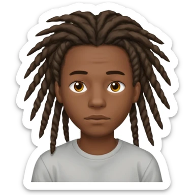 Une homme de 17 ans il a la peau noir foncé , des lèvres pulpeuses et un regard nonchalant. Il a un des locks sticker