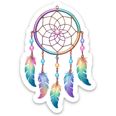 Iridescent pastel rainbow colorful transparent bright light luminescent dream-catcher  sticker