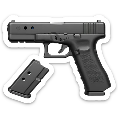 Glock 17 with an extended magazine (big magazine) sticker