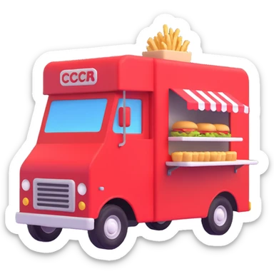 generate me a 3D red truck icecream food truck sticker