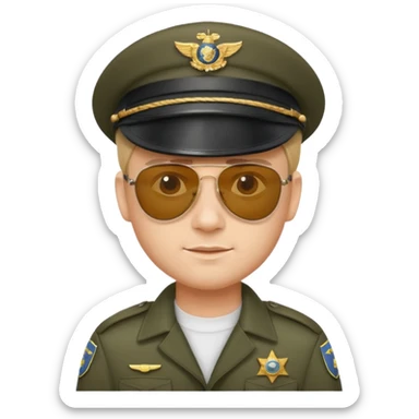 Officer with peaked cap + aviator sticker