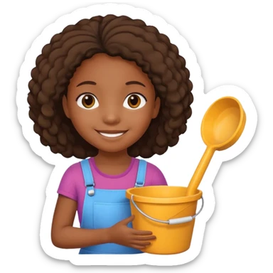 black kid girl with toy sand bucket sticker