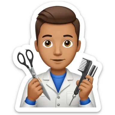 BARBER WITH CLIPPER AND SHEARS sticker