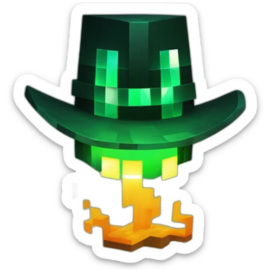 Pixel Minecraft Fedora Halloween Head Mask Diamond Obsidian Emerald Flame Shiny Glow Reward Legendary Unique Epic Mystery sticker