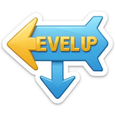 A sticker saying level up with up arrow more a simple soft vibe blue sticker