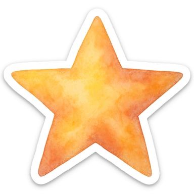 watercolor style star sticker