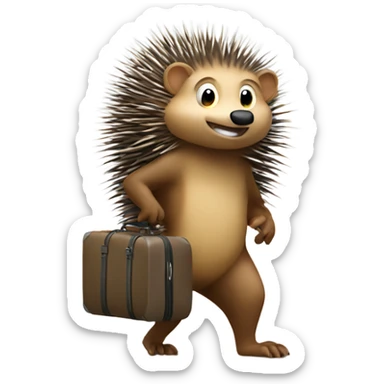 Porcupine with luggage sticker