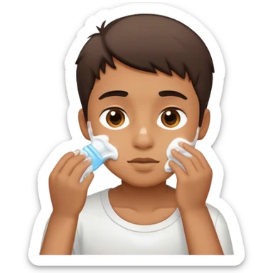 boy washing face sticker