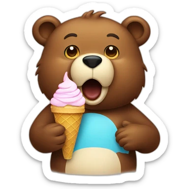 bear eating an ice cream sticker