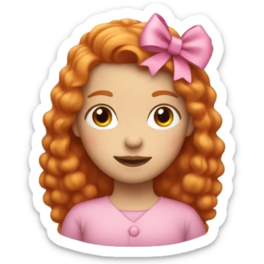 ginger woman with emoji pink bow sticker