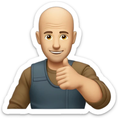 Bald guy pointing right with his thumb smirking sticker