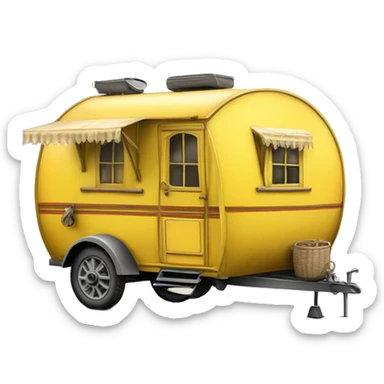 Realistic yellow vintage round gypsy caravan wagon camper sticker