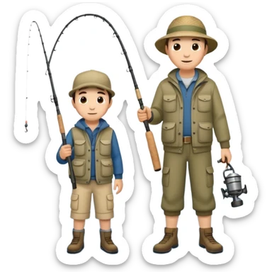 father and son fishing, full body sticker