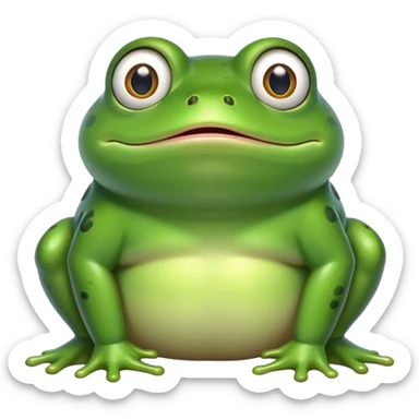 fat green frog with bulging eyes and surprised expression sticker