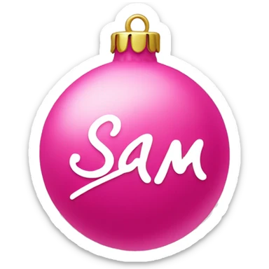 pink ornament with the name sam on it in cursive sticker