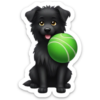 groenendael dog carrying ball sticker