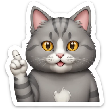 Gray cat giving middle finger sticker