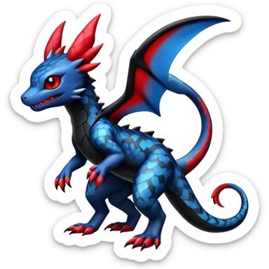 Cute Shiny Guilmon-Salandit-Umbreon-Fakémon-hybrid-creature (full body)  sticker