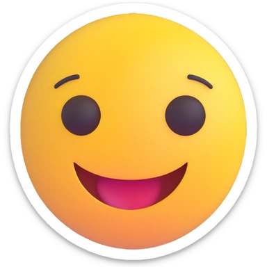 smile icon, 3D emoji style, cheerful and bright sticker