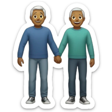 Older brothers holding hands on the side of a house sticker