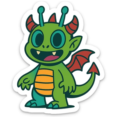 kid character that is 20% dragon, 60% alien, and 20% demon sticker