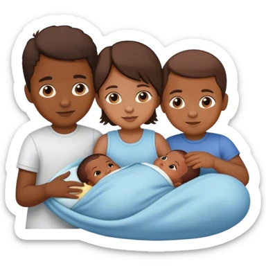 Three siblings with brown skin ages 3, 1.5, and newborn sticker