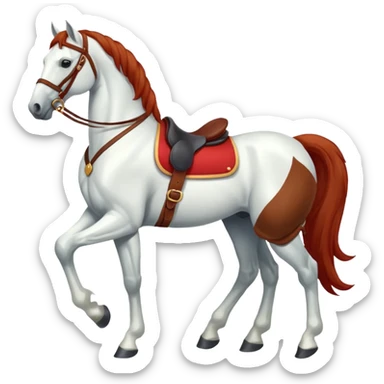 Christmas white horse with red saddle a full-length  sticker
