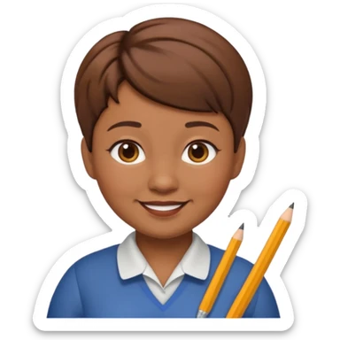 classic teacher emoji but fatter and with a brown pixie cut sticker