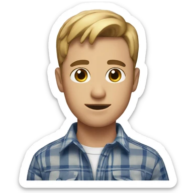 Short hair Dark blond man with hazel eyes in a plaid shirt  sticker