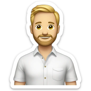 white male with small beard and very few hair holding stacks of money smart casual shirt sticker