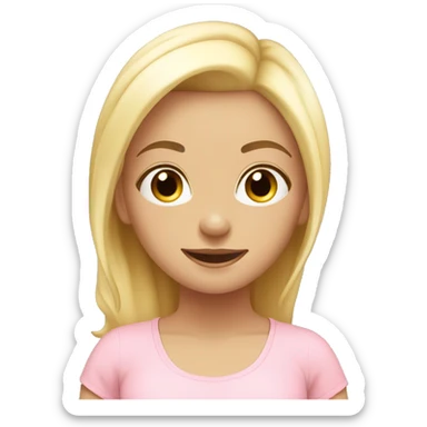 blonde yoga girl light pink clothes n sticker