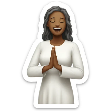 White Woman praising god sticker