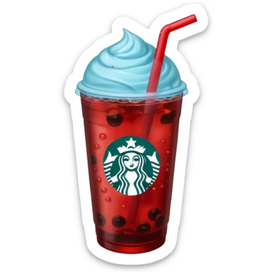 Tealish-blue Starbucks refresher with red boba sticker
