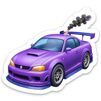 Purple and navy blue car doing a drift. sticker