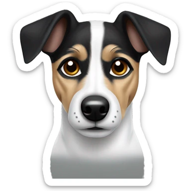 Full White jack russel black ears sticker